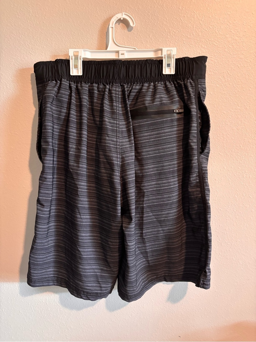 OP Men's Black & Gray Striped Swim Trunks Size M - Picture 2 of 3